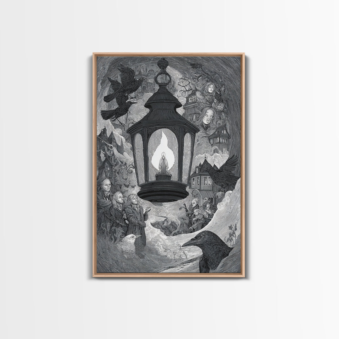 The Lantern Specter, Victorian Macabre Art, Vertical Wall Art, Dark Fantasy Wall Art, Canvas Print, Halloween Wall Art