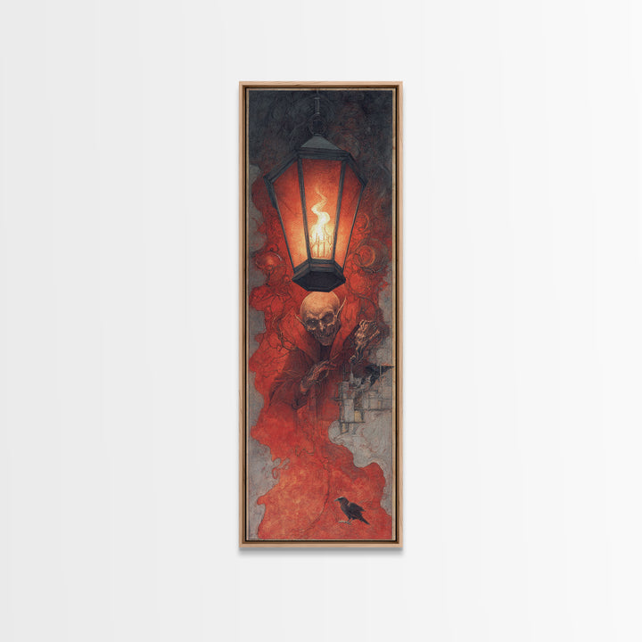 The Lantern Specter, Surreal Apocalyptic Art, Tall Narrow Wall Art, Gothic Horror Wall Art, Canvas Print, Halloween Wall Art