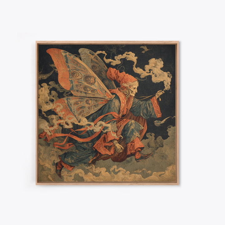 The Velvet Moth Witch, Danse Macabre Art, Square Wall Art, Dark Halloween Decor, Framed Canvas Print, Halloween Wall Art