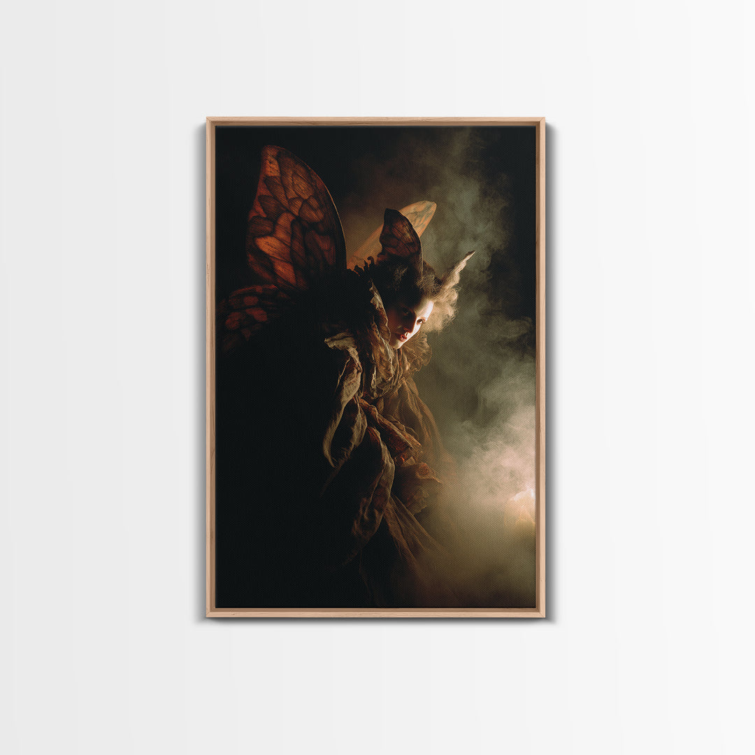 The Velvet Moth Witch, Gothic Nightmare Art, Vertical Wall Art, Gothic Horror Wall Art, Canvas Print, Halloween Wall Art