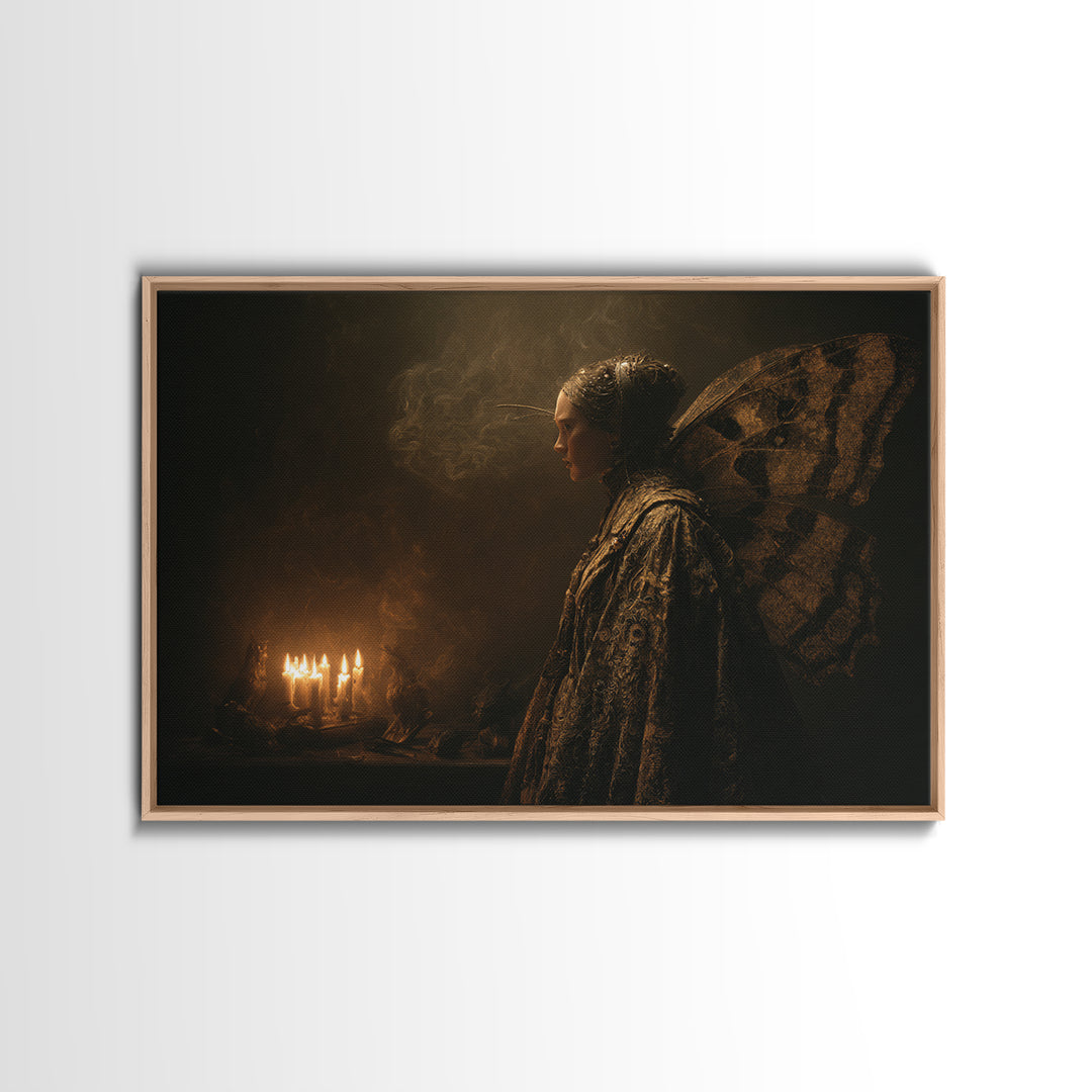 The Velvet Moth Witch, Symbolist Gothic Landscape, Landscape Wall Art, Gothic Horror Wall Art, Canvas Print, Halloween Wall Art
