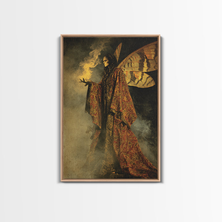 The Velvet Moth Witch, Decadent Gothic Art, Vertical Wall Art, Macabre Wall Art, Canvas Print, Halloween Wall Art, Horror Wall Art