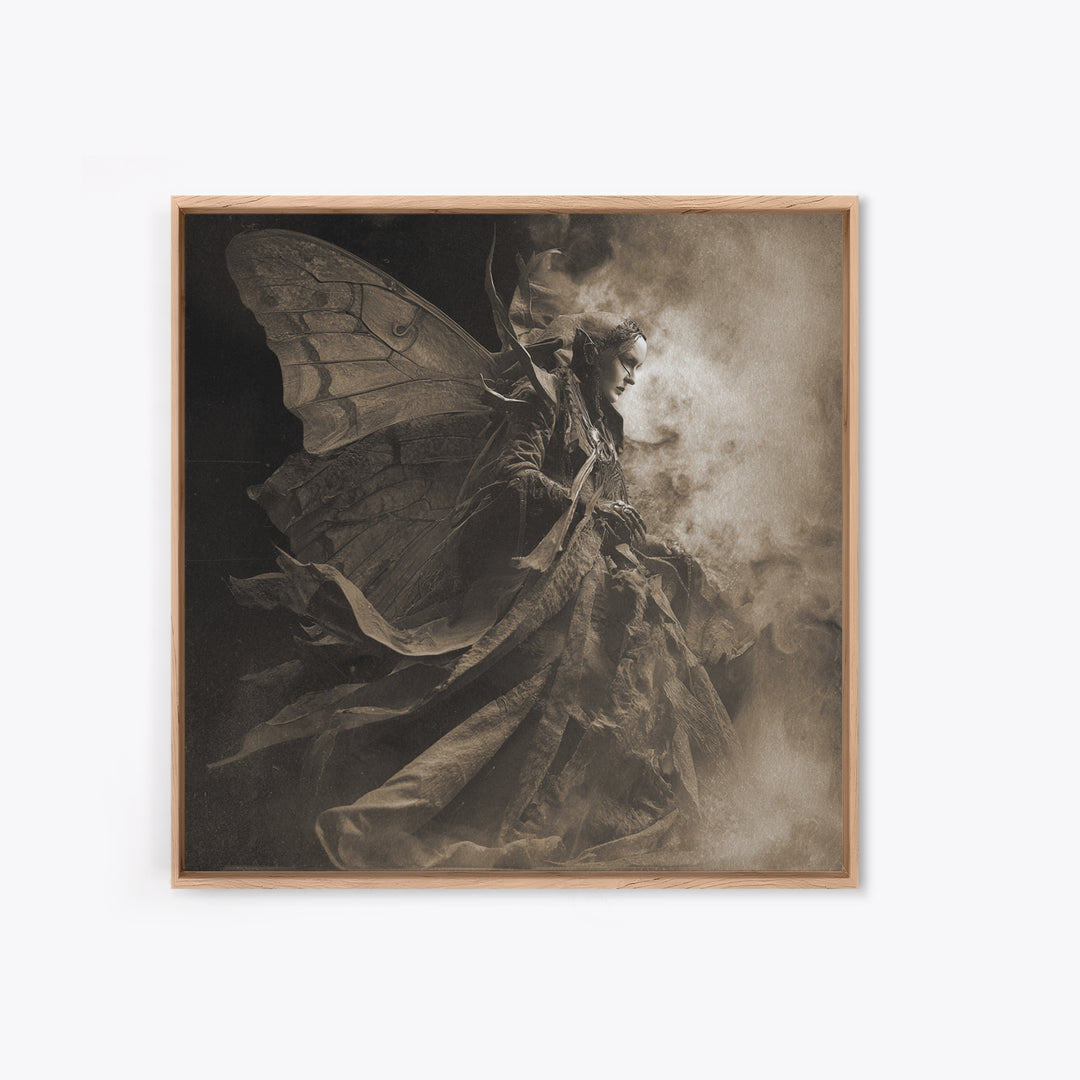 The Velvet Moth Witch, Biomechanical Horror Art, Square Wall Art, Gothic Horror Wall Art, Canvas Print, Halloween Wall Art, Dark Fantasy Art