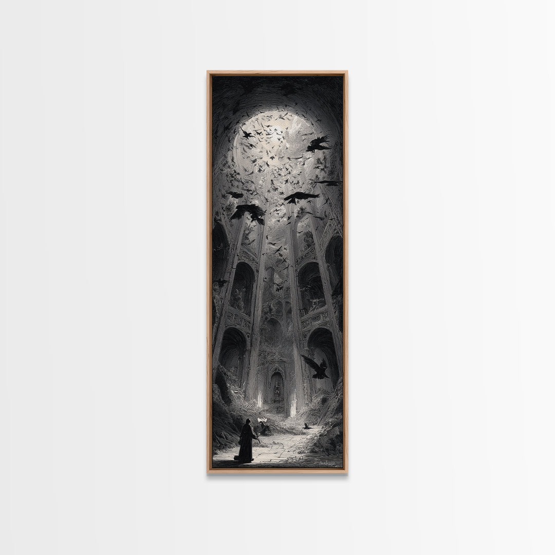 The Ghostly Groom, Gothic Engraving Art, Tall Narrow Wall Art, Gothic Horror Wall Art, Canvas Print, Halloween Wall Art
