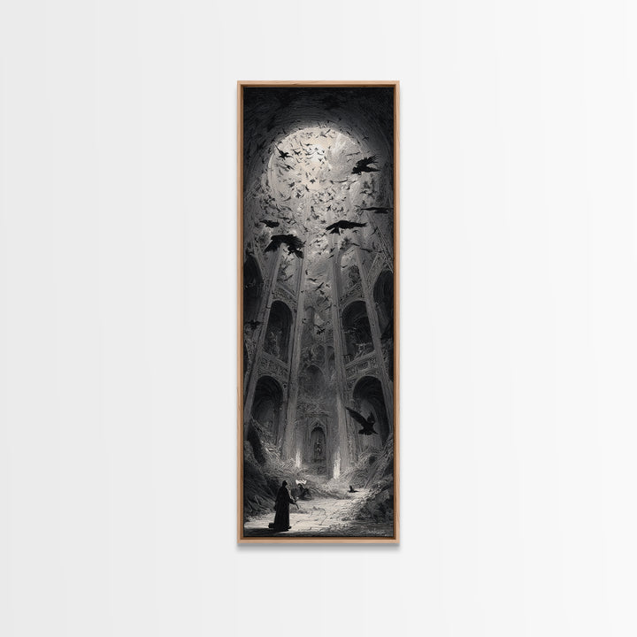 The Ghostly Groom, Gothic Engraving Art, Tall Narrow Wall Art, Gothic Horror Wall Art, Canvas Print, Halloween Wall Art