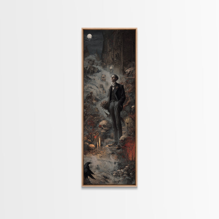 The Ghostly Groom, Medieval Grotesque Art, Tall Narrow Wall Art, Dark Halloween Decor, Canvas Print, Halloween Wall Art