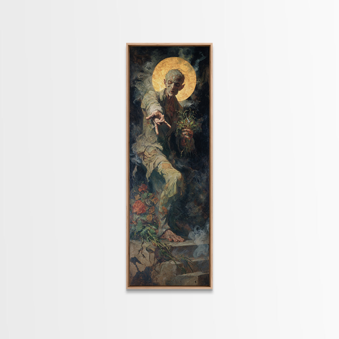 The Ghostly Groom, Dark Renaissance Art, Tall Narrow Wall Art, Gothic Horror Wall Art, Framed Canvas Print, Halloween Wall Art