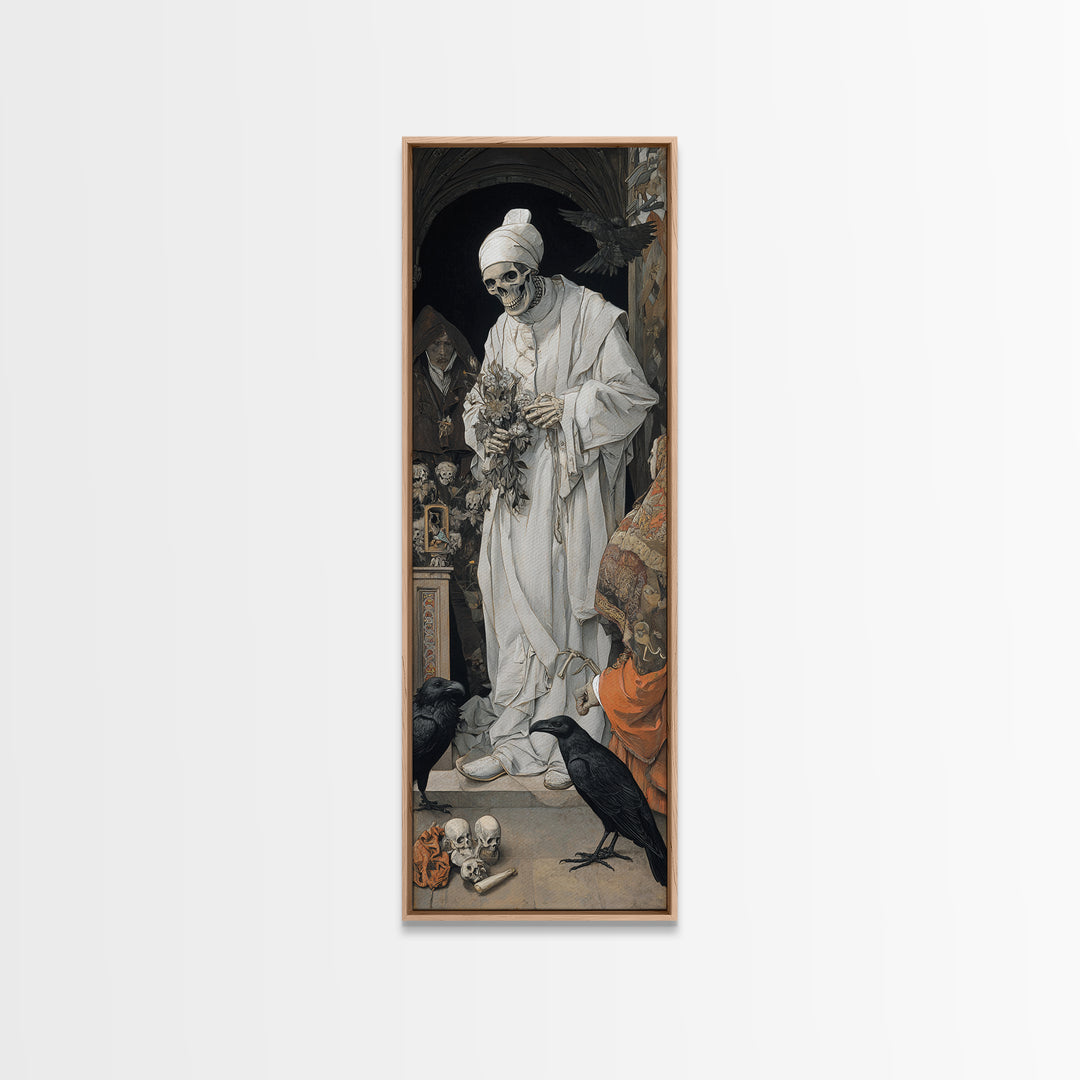 The Ghostly Groom, Danse Macabre Art, Tall Narrow Wall Art, Gothic Horror Wall Art, Framed Canvas Print