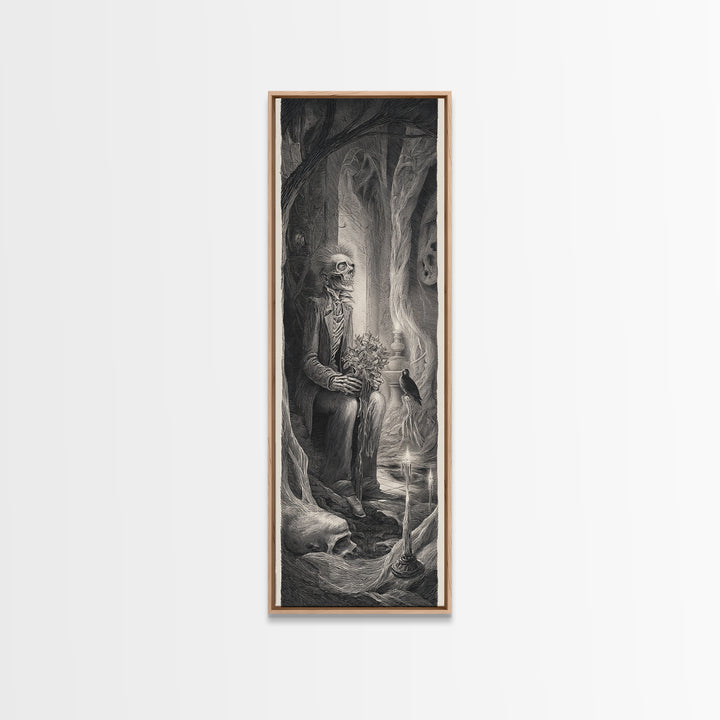 The Ghostly Groom, Expressionist Nightmare Art, Tall Narrow Wall Art, Dark Halloween Decor, Framed Canvas Print, Halloween Wall Art