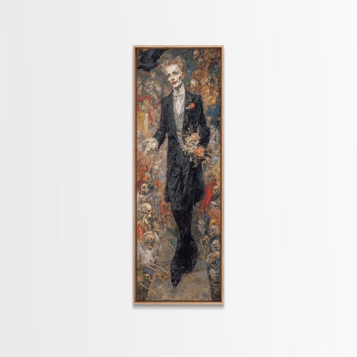 The Ghostly Groom, Grotesque Carnival Art, Tall Narrow Wall Art, Dark Fantasy Wall Art, Canvas Print, Halloween Wall Art, Horror Wall Art
