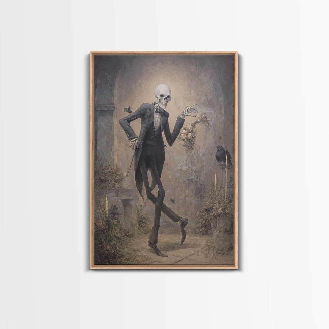 The Ghostly Groom, Victorian Macabre Art, Vertical Wall Art, Dark Halloween Decor, Framed Canvas Print, Halloween Wall Art