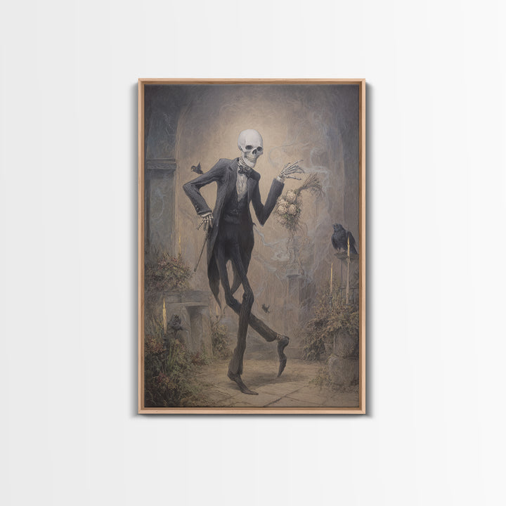The Ghostly Groom, Victorian Macabre Art, Vertical Wall Art, Dark Halloween Decor, Framed Canvas Print, Halloween Wall Art