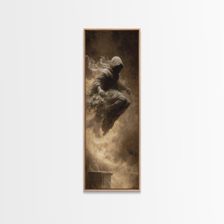 The Ghostly Groom, Surreal Apocalyptic Art, Tall Narrow Wall Art, Macabre Wall Art, Canvas Print, Halloween Wall Art