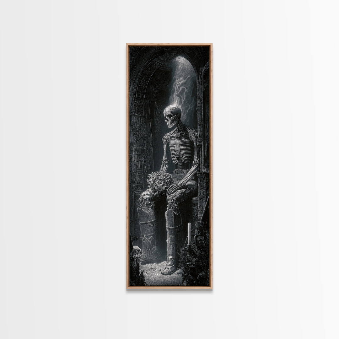The Ghostly Groom, Biomechanical Horror Art, Tall Narrow Wall Art, Gothic Horror Wall Art, Canvas Print, Halloween Wall Art