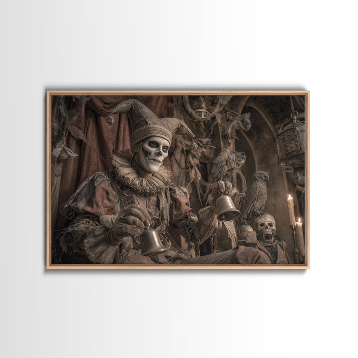 The Phantom Jester, Medieval Grotesque Art, Landscape Wall Art, Gothic Horror Wall Art, Framed Canvas Print, Halloween Wall Art
