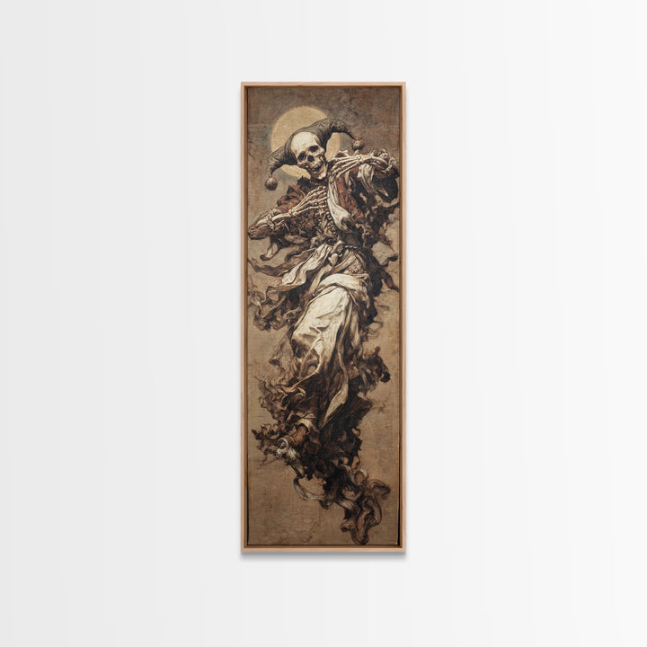 The Phantom Jester, Dark Renaissance Art, Tall Narrow Wall Art, Dark Fantasy Wall Art, Framed Canvas Print, Halloween Wall Art