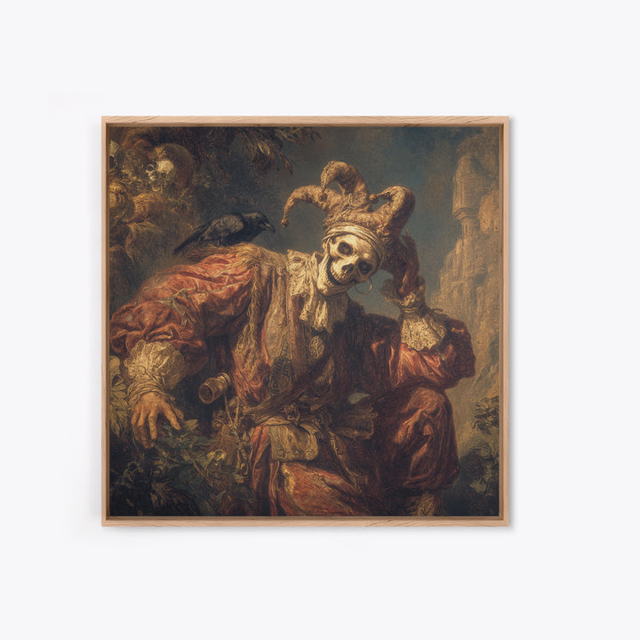 The Phantom Jester, Baroque Witchcraft Art, Square Wall Art, Dark Halloween Decor, Canvas Print, Halloween Wall Art, Gothic Home Decor