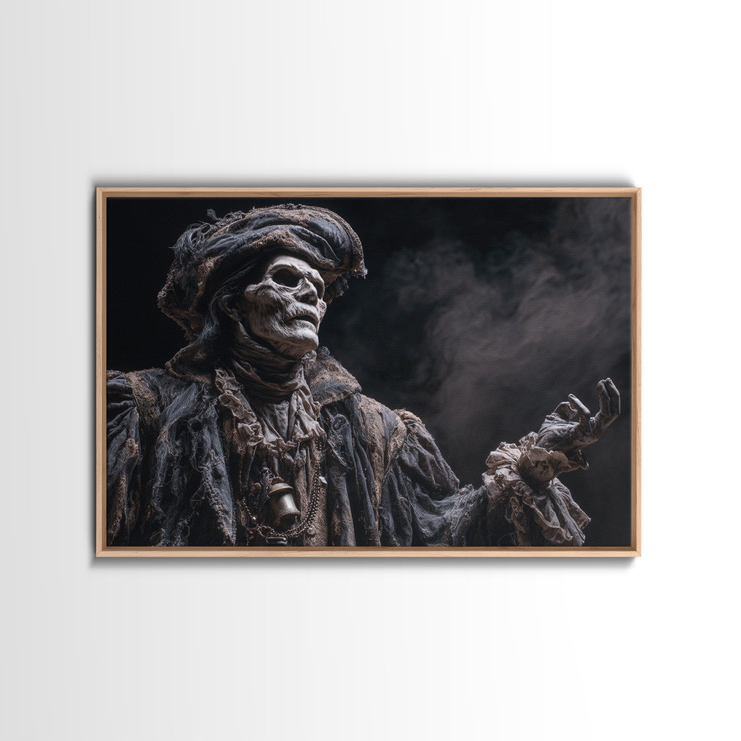 The Phantom Jester, Dark Romantic Horror Art, Landscape Wall Art, Dark Halloween Decor, Framed Canvas Print, Halloween Wall Art