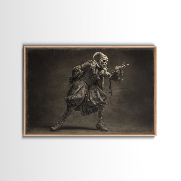 The Phantom Jester, Expressionist Nightmare Art, Landscape Wall Art, Dark Halloween Decor, Framed Canvas Print, Halloween Wall Art