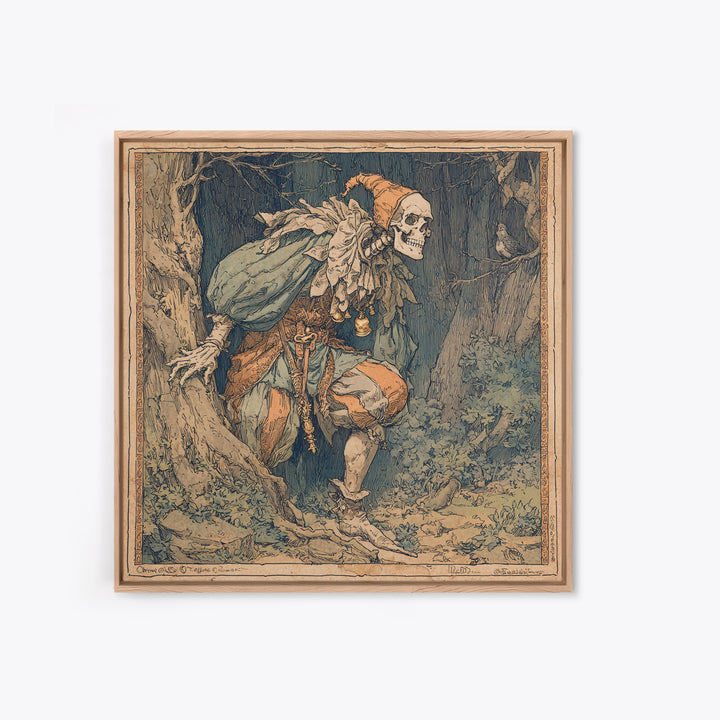 The Phantom Jester, Gothic Storybook Art, Square Wall Art, Dark Fantasy Wall Art, Canvas Print, Halloween Wall Art, Gothic Home Decor