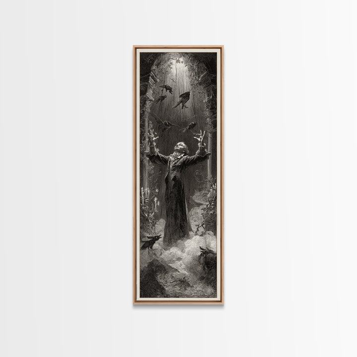 The Marionette Master, Gothic Engraving Art, Tall Narrow Wall Art, Macabre Wall Art, Canvas Print, Halloween Wall Art