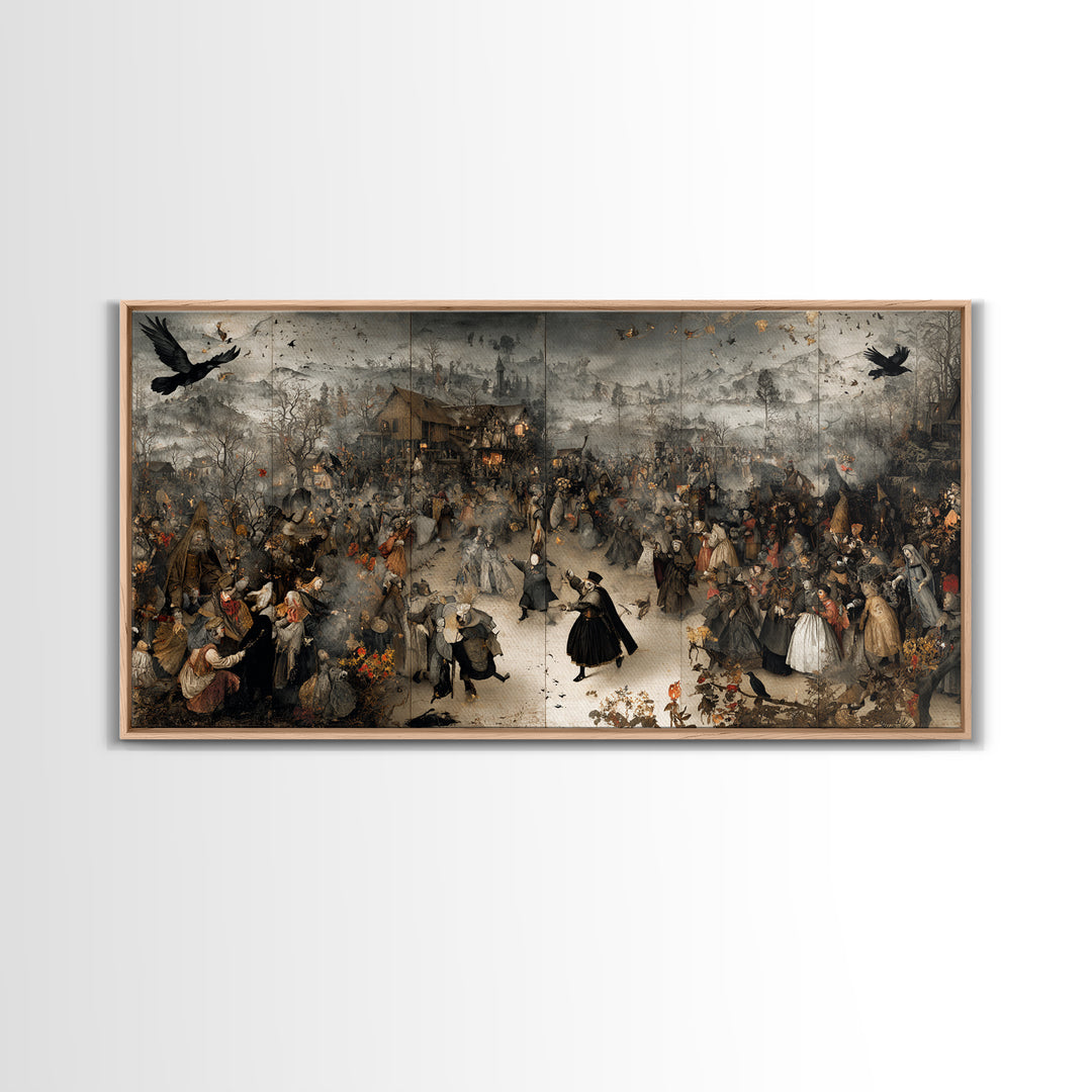 The Marionette Master, Northern Renaissance Horror, Wide Panoramic Art, Dark Halloween Decor, Canvas Print, Halloween Wall Art