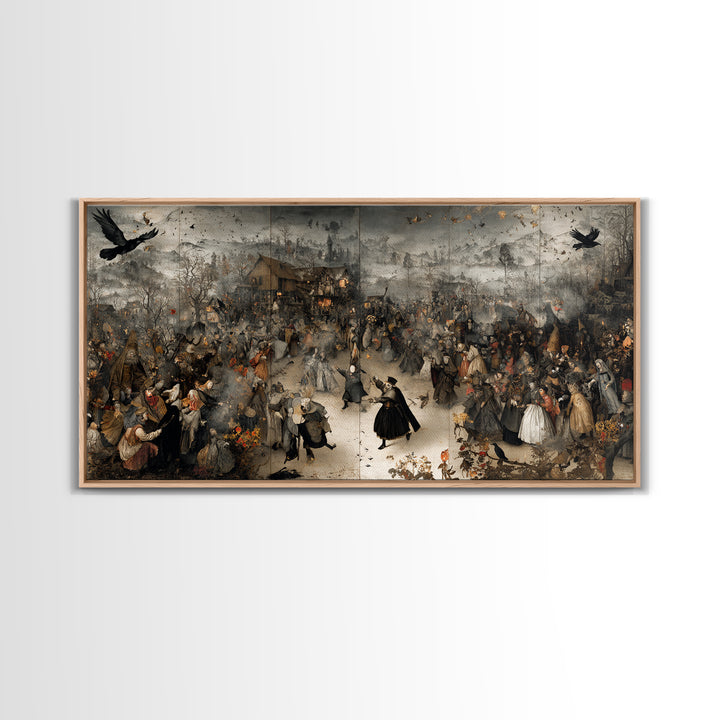 The Marionette Master, Northern Renaissance Horror, Wide Panoramic Art, Dark Halloween Decor, Canvas Print, Halloween Wall Art