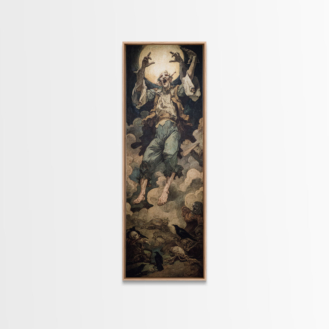 The Marionette Master, Dark Renaissance Art, Tall Narrow Wall Art, Macabre Wall Art, Framed Canvas Print, Halloween Wall Art