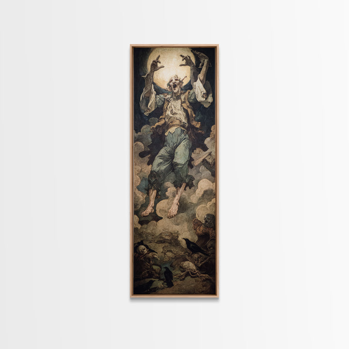 The Marionette Master, Dark Renaissance Art, Tall Narrow Wall Art, Macabre Wall Art, Framed Canvas Print, Halloween Wall Art