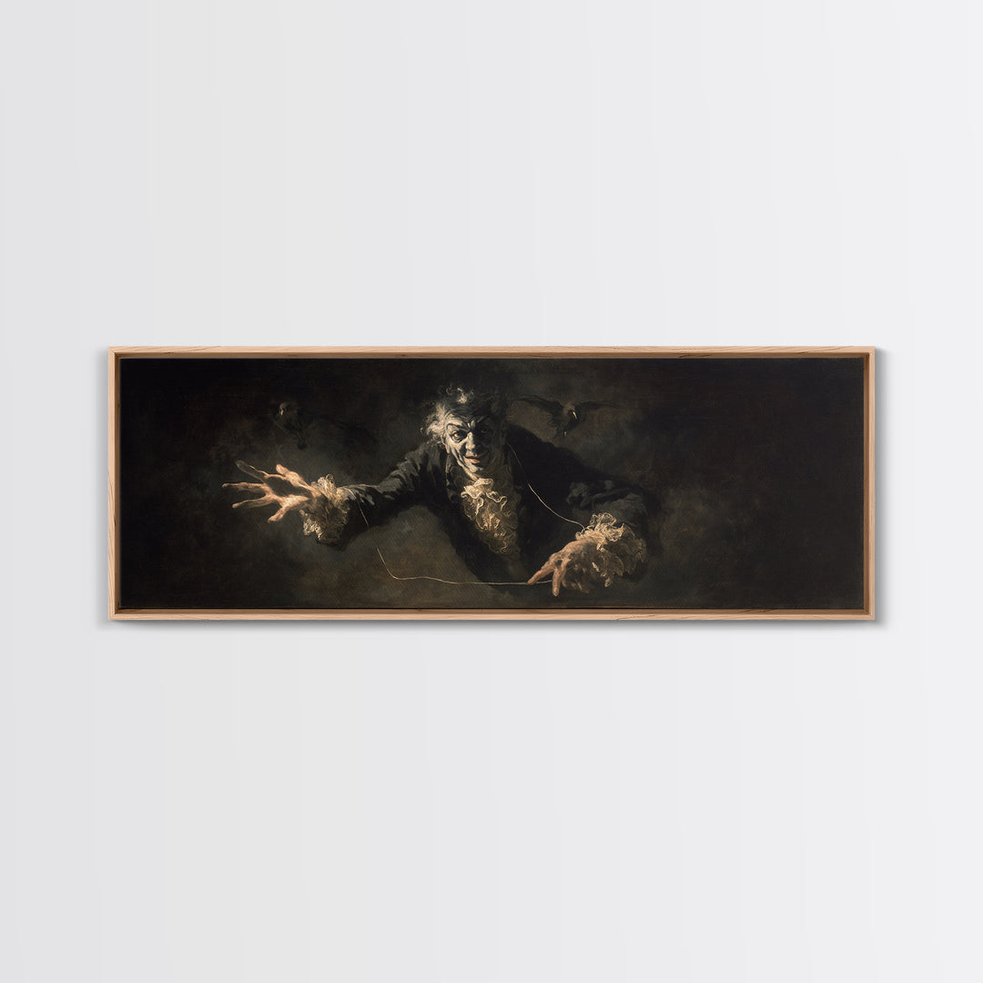 The Marionette Master, Dark Romantic Horror Art, Extra Wide Wall Art, Macabre Wall Art, Framed Canvas Print, Halloween Wall Art