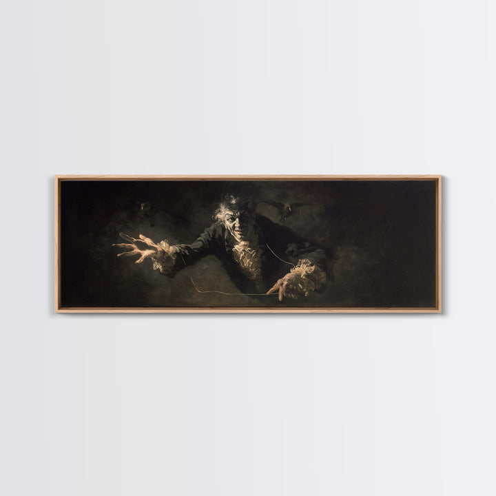 The Marionette Master, Dark Romantic Horror Art, Extra Wide Wall Art, Macabre Wall Art, Framed Canvas Print, Halloween Wall Art