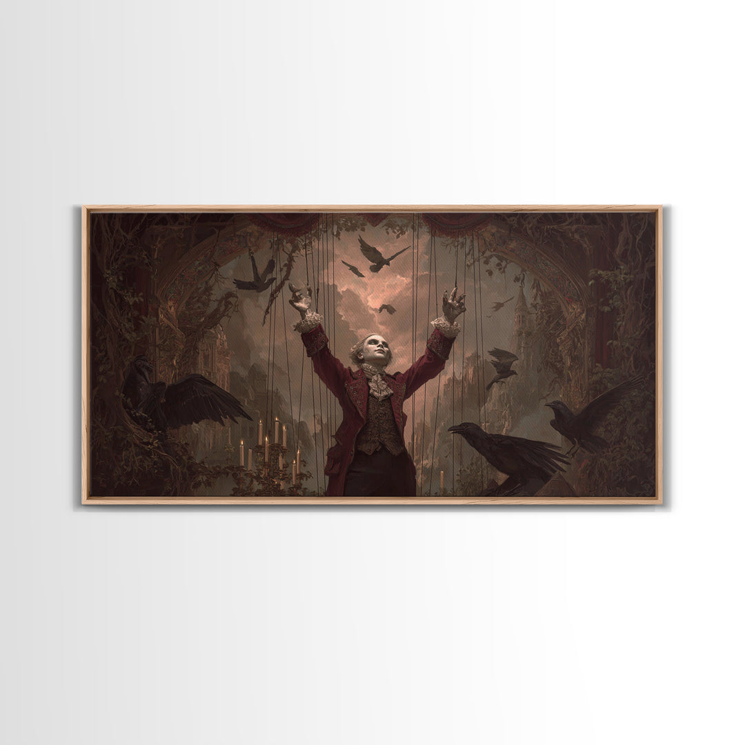 The Marionette Master, Apocalyptic Romantic Art, Wide Panoramic Art, Gothic Horror Wall Art, Canvas Print, Halloween Wall Art