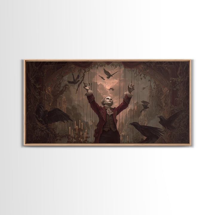 The Marionette Master, Apocalyptic Romantic Art, Wide Panoramic Art, Gothic Horror Wall Art, Canvas Print, Halloween Wall Art