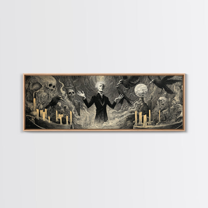 The Marionette Master, Expressionist Gothic Art, Extra Wide Wall Art, Macabre Wall Art, Framed Canvas Print, Halloween Wall Art