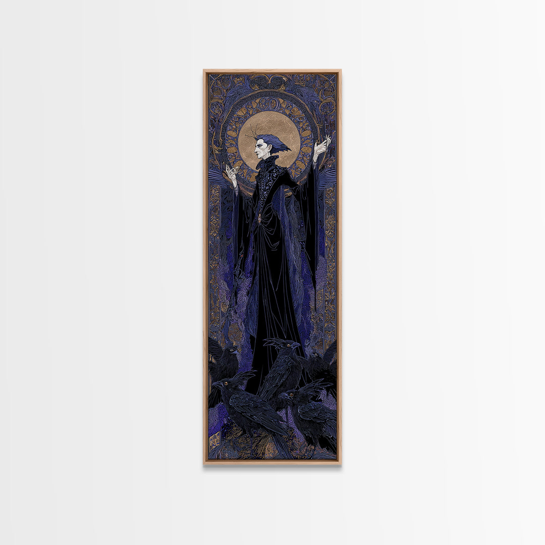 The Marionette Master, Stained Glass Gothic Art, Tall Narrow Wall Art, Dark Halloween Decor, Canvas Print, Halloween Wall Art