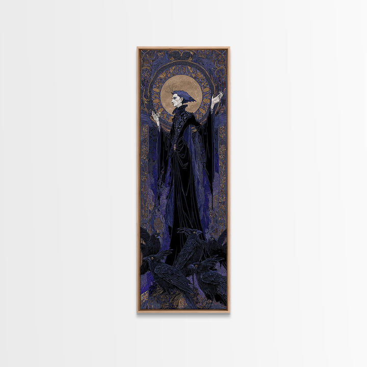 The Marionette Master, Stained Glass Gothic Art, Tall Narrow Wall Art, Dark Halloween Decor, Canvas Print, Halloween Wall Art
