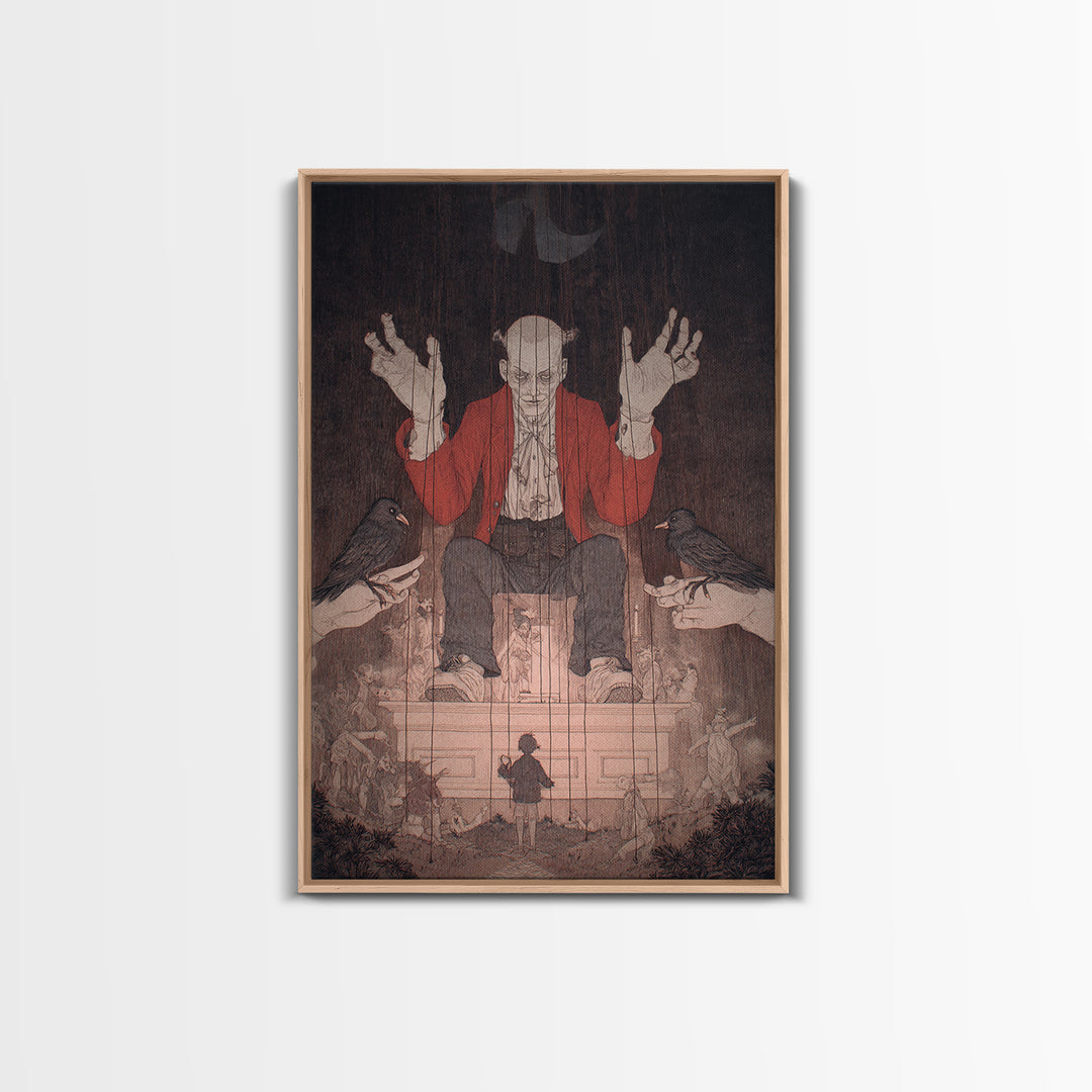 The Marionette Master, Victorian Macabre Art, Vertical Wall Art, Dark Fantasy Wall Art, Canvas Print, Halloween Wall Art