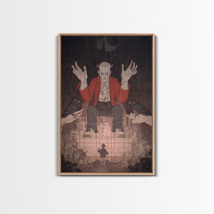 The Marionette Master, Victorian Macabre Art, Vertical Wall Art, Dark Fantasy Wall Art, Canvas Print, Halloween Wall Art