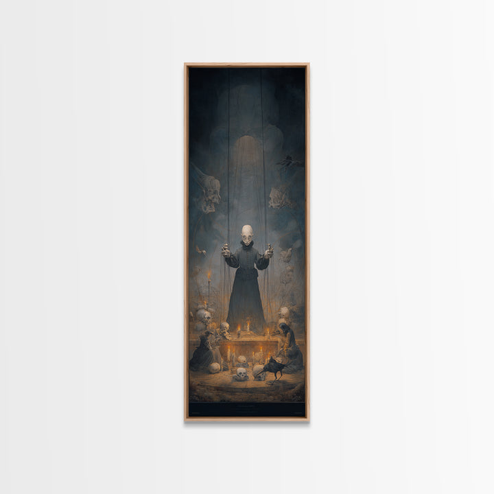 The Marionette Master, Surreal Apocalyptic Art, Tall Narrow Wall Art, Gothic Horror Wall Art, Framed Canvas Print