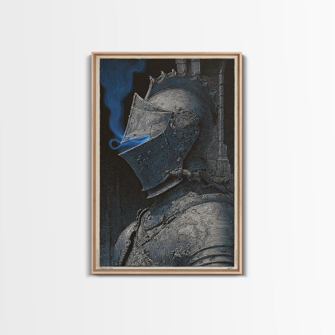 The Spectral Knight, Renaissance Engraving Art, Vertical Wall Art, Dark Fantasy Wall Art, Canvas Print, Halloween Wall Art