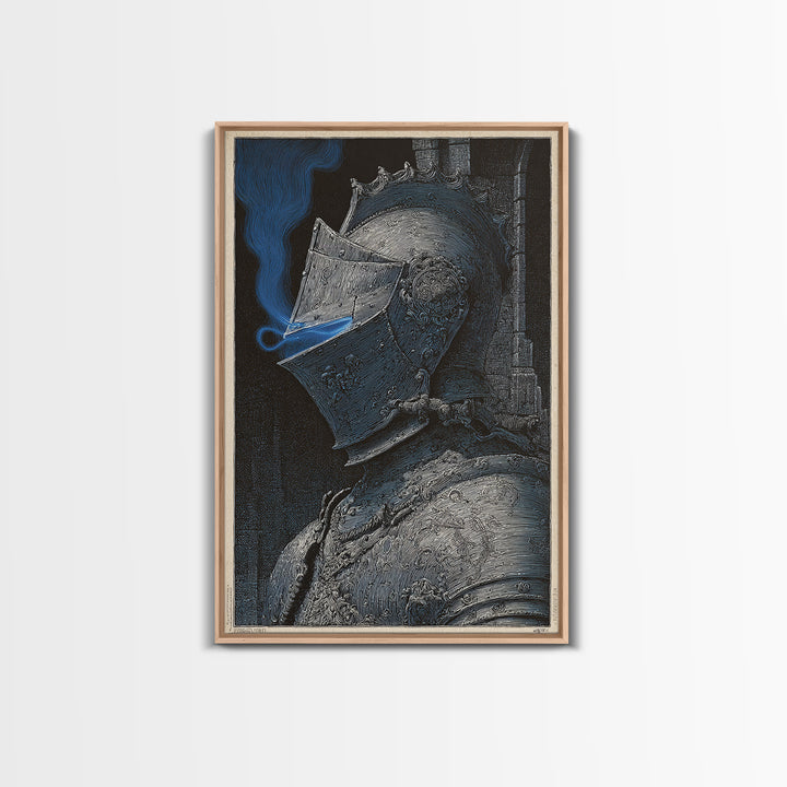 The Spectral Knight, Renaissance Engraving Art, Vertical Wall Art, Dark Fantasy Wall Art, Canvas Print, Halloween Wall Art