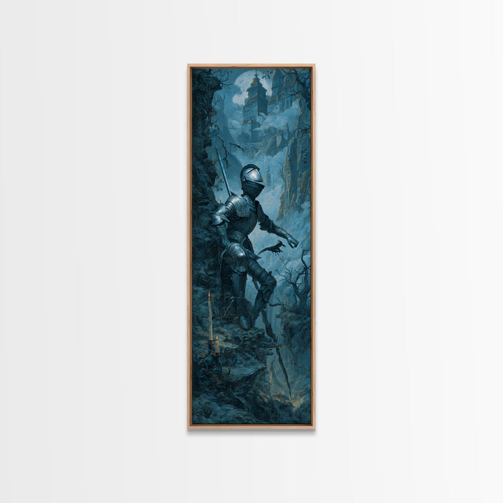 The Spectral Knight, Baroque Witchcraft Art, Tall Narrow Wall Art, Gothic Horror Wall Art, Canvas Print, Halloween Wall Art
