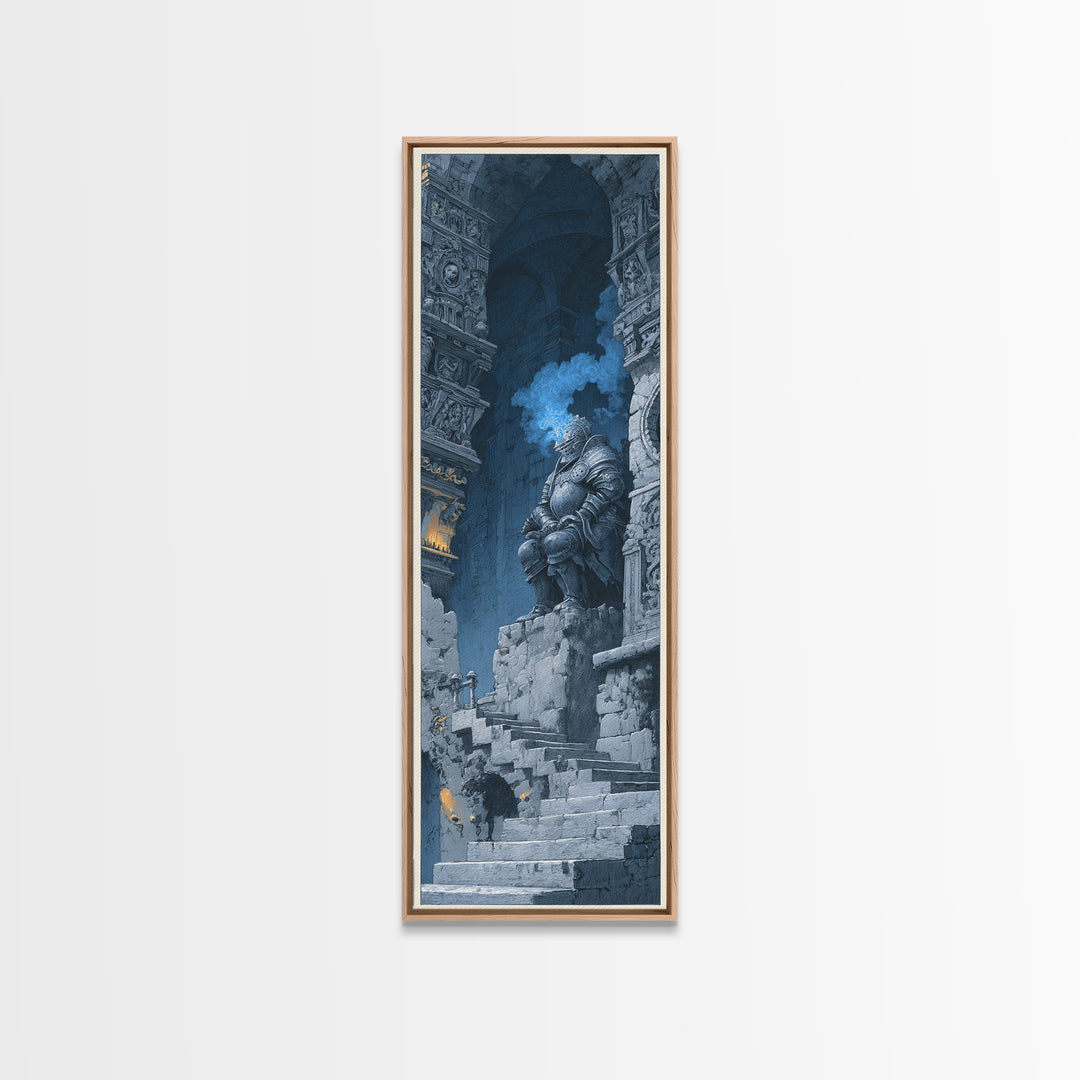 The Spectral Knight, Architectural Etching Art, Tall Narrow Wall Art, Macabre Wall Art, Framed Canvas Print
