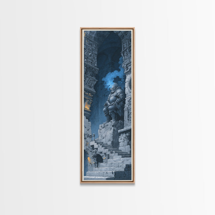The Spectral Knight, Architectural Etching Art, Tall Narrow Wall Art, Macabre Wall Art, Framed Canvas Print