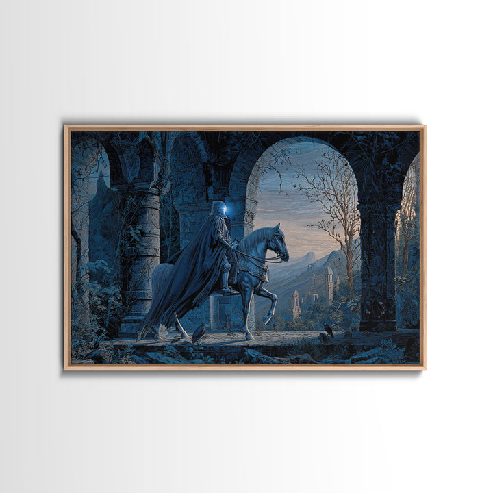 The Spectral Knight, Romantic Gothic Landscape, Landscape Wall Art, Dark Halloween Decor, Framed Canvas Print, Halloween Wall Art