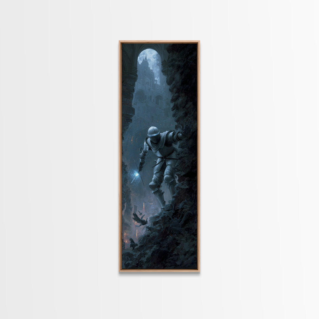 The Spectral Knight, Apocalyptic Romantic Art, Tall Narrow Wall Art, Macabre Wall Art, Canvas Print, Halloween Wall Art, Seasonal Home Decor
