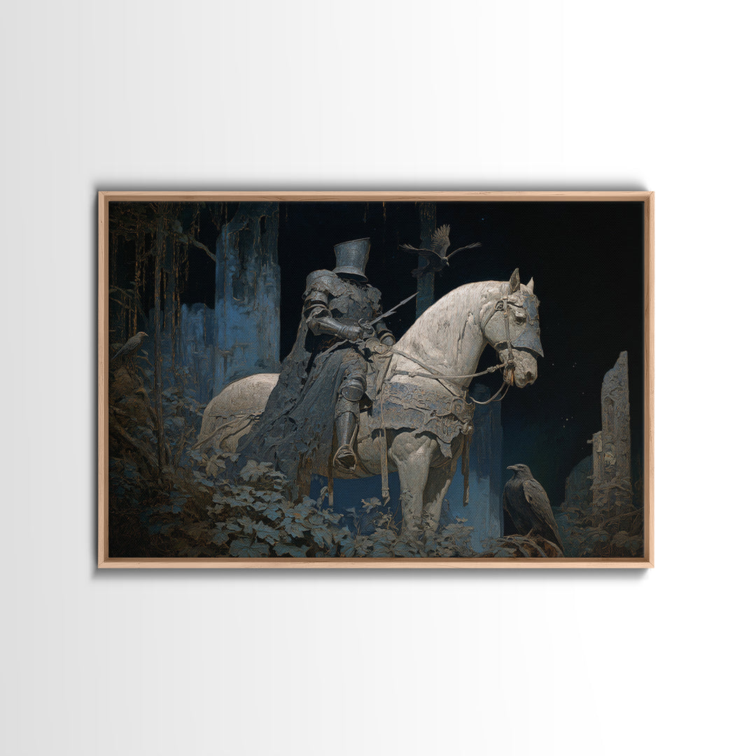 The Spectral Knight, Symbolist Gothic Landscape, Landscape Wall Art, Gothic Horror Wall Art, Canvas Print, Halloween Wall Art