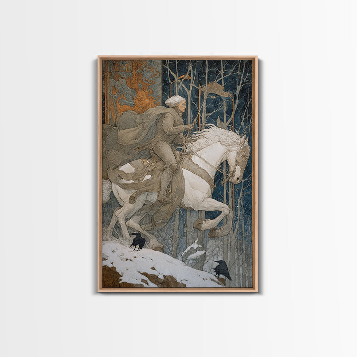 The Spectral Knight, Symbolist Death Art, Vertical Wall Art, Dark Halloween Decor, Canvas Print, Halloween Wall Art