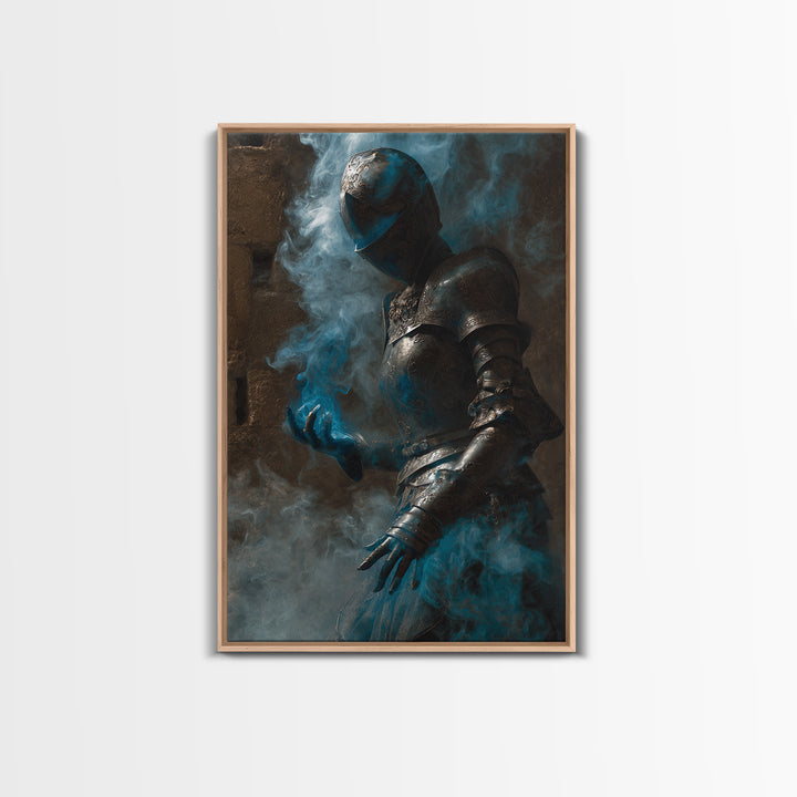 The Spectral Knight, Dark Symbolist Art, Vertical Wall Art, Dark Halloween Decor, Canvas Print, Halloween Wall Art