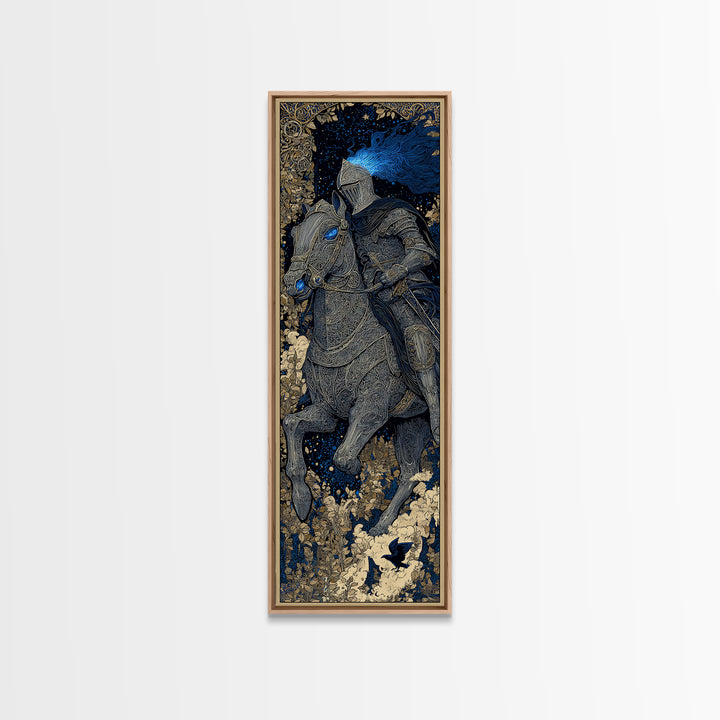 The Spectral Knight, Stained Glass Gothic Art, Tall Narrow Wall Art, Macabre Wall Art, Canvas Print, Halloween Wall Art, Dark Fantasy Art
